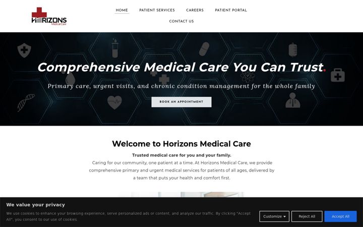 Screenshot of horizonsmedicalcare.com