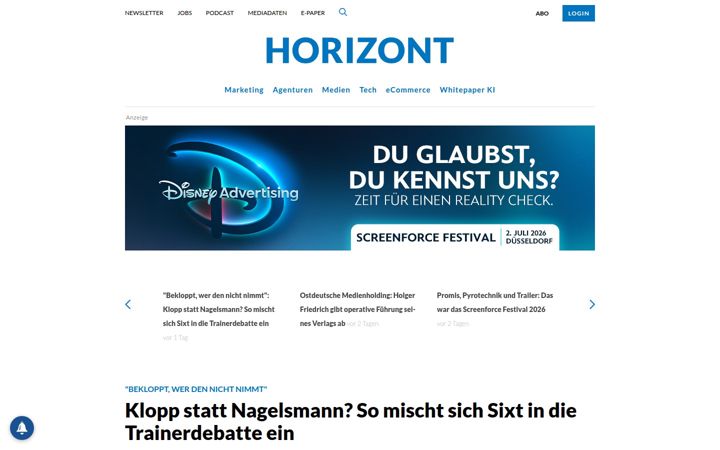 Screenshot του horizont.net