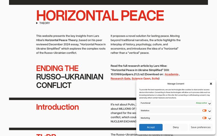 Screenshot of horizontalpeace.org