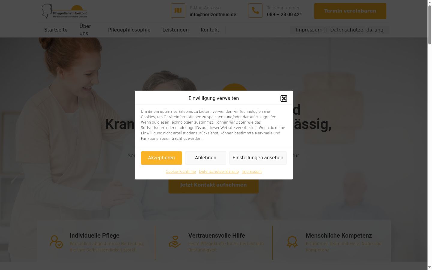 Képernyőkép a bármilyen interakció előtt megjelenő hozzájárulási bannerről
