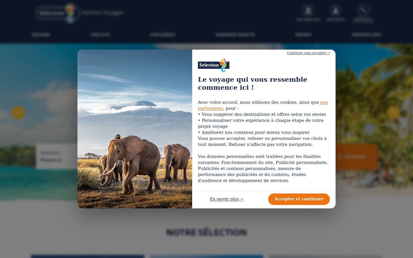 Captura de pantalla del banner de consentimiento mostrado antes de cualquier interacción