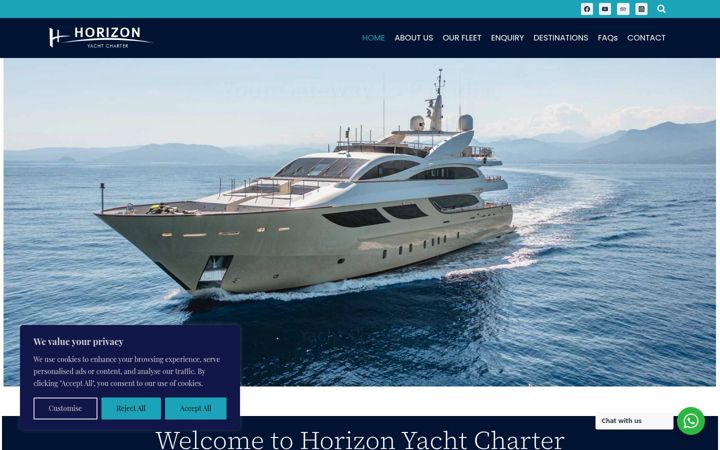 Screenshot of horizonyachtcharter.com