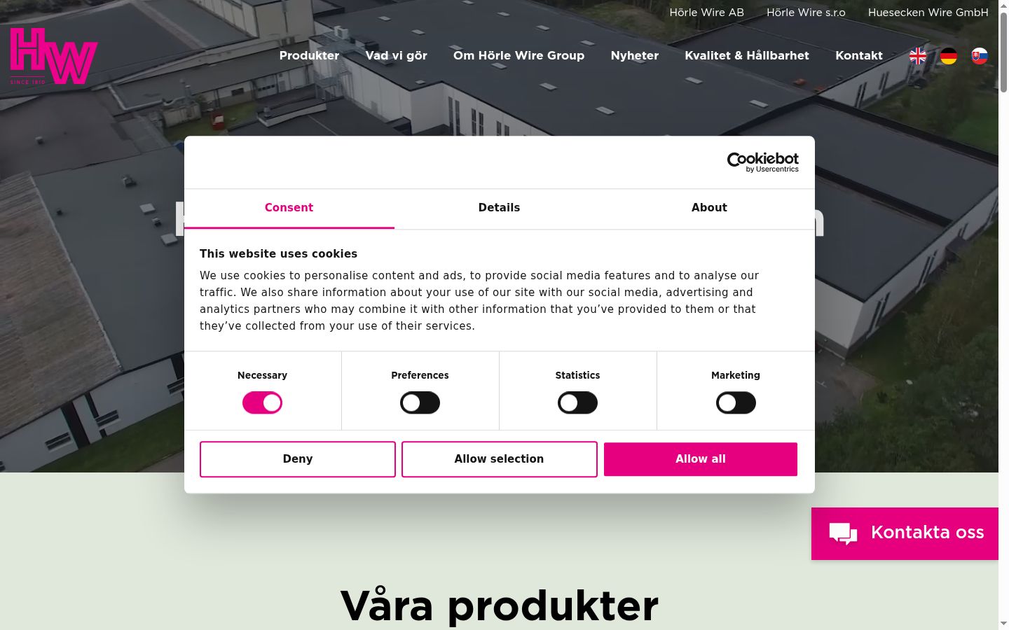 Screenshot del banner di consenso mostrato prima di qualsiasi interazione