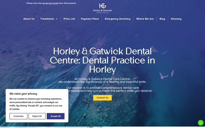 Screenshot of horleyandgatwickdental.com