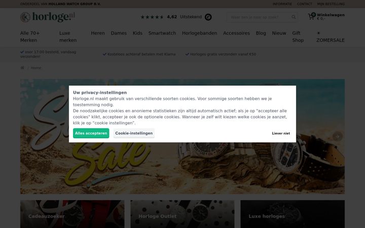 Screenshot van horloge.nl