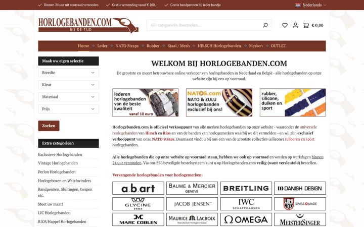 Screenshot of horlogebanden.com