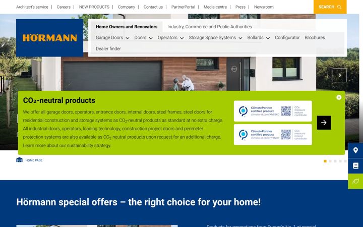 Screenshot of hormann.co.uk