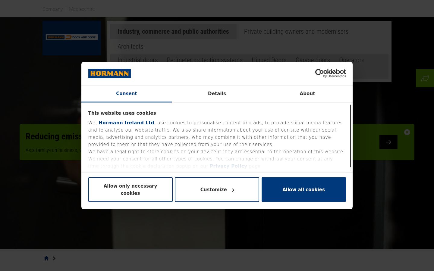 Screenshot of the consent banner shown before any interaction