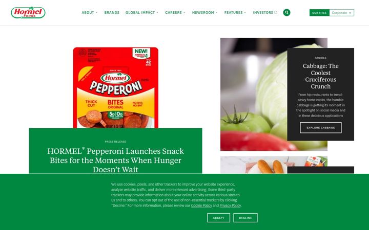 Screenshot of hormelfoods.com