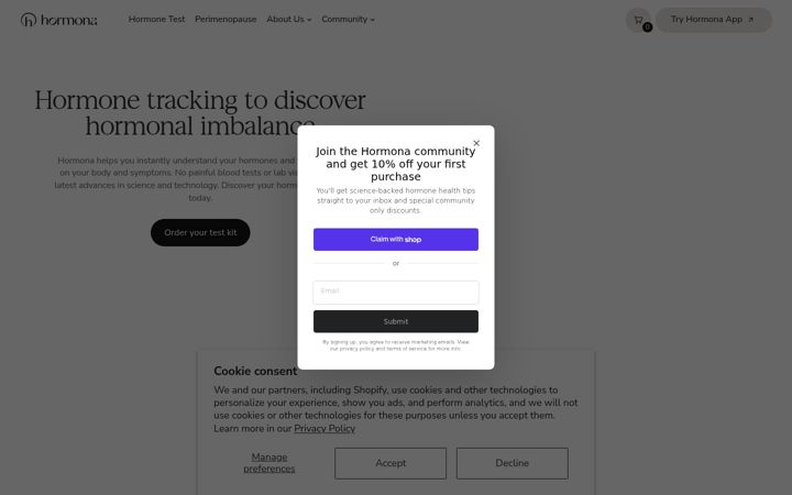 Screenshot of hormona.io