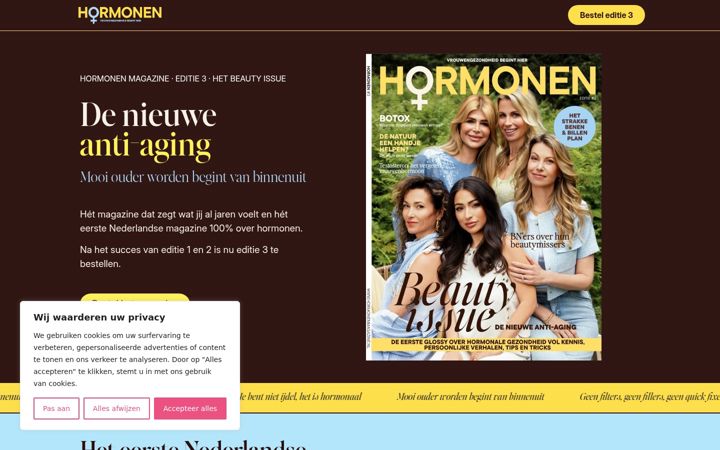 Screenshot of hormonenmagazine.nl