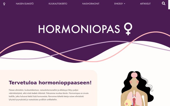 Screenshot of hormoniopas.fi