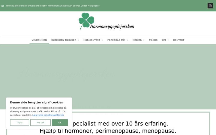 Screenshot of hormonklinikken.dk