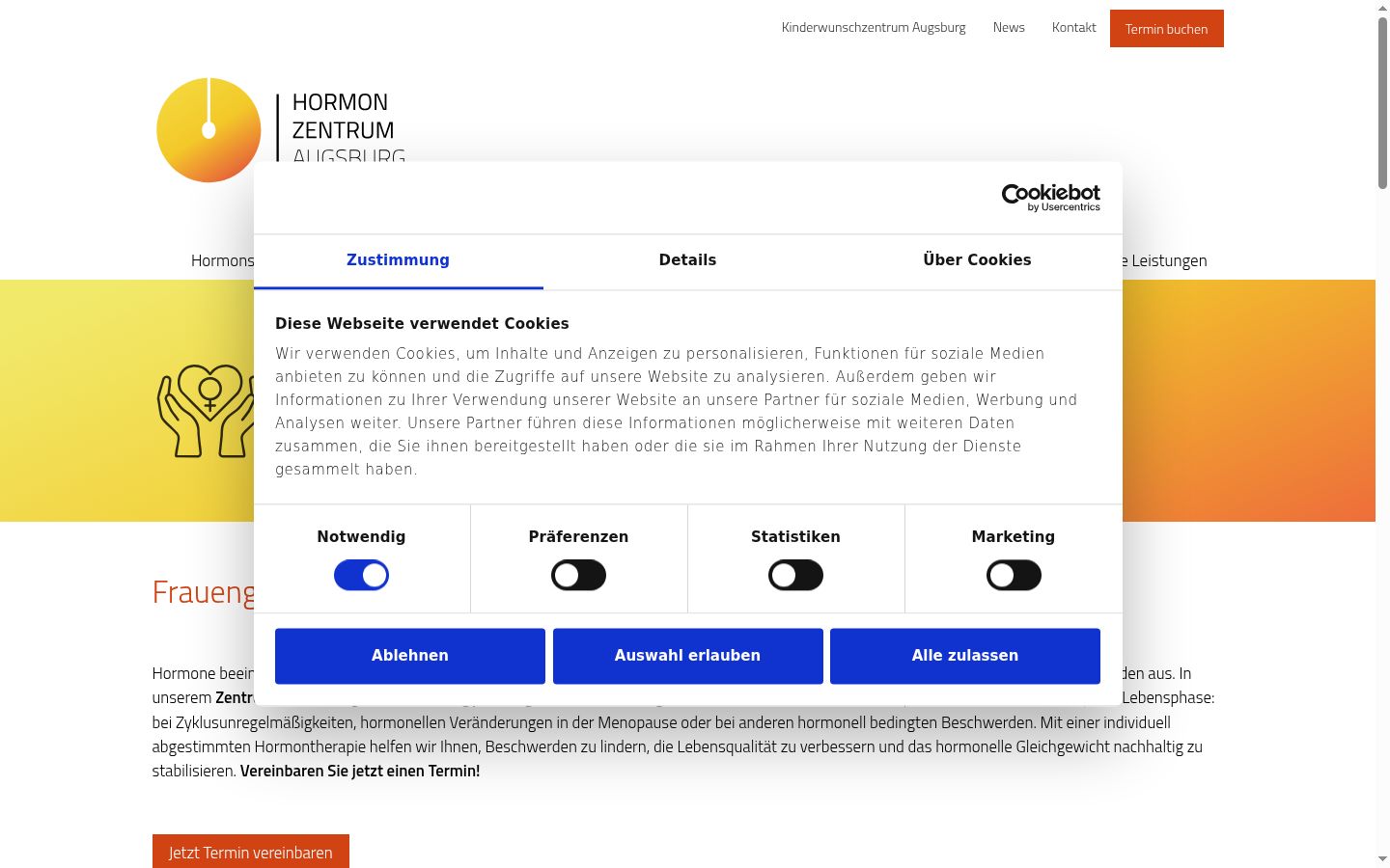 Captura de ecrã do banner de consentimento apresentado antes de qualquer interação