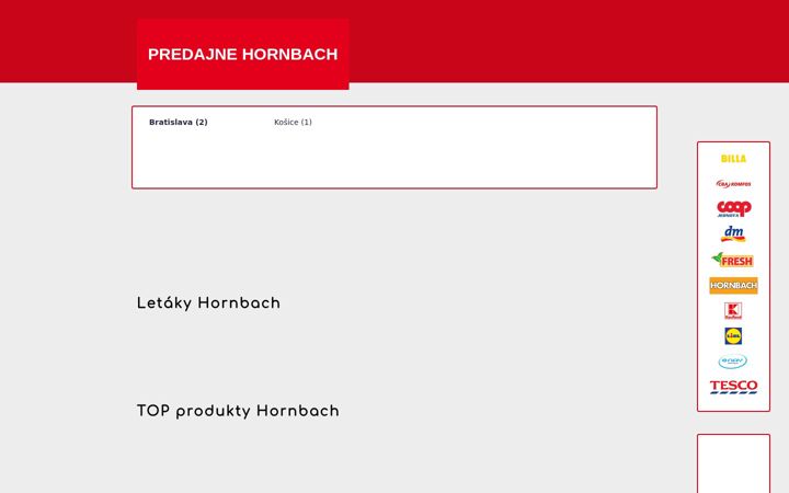 Screenshot of hornbach-predajne.sk