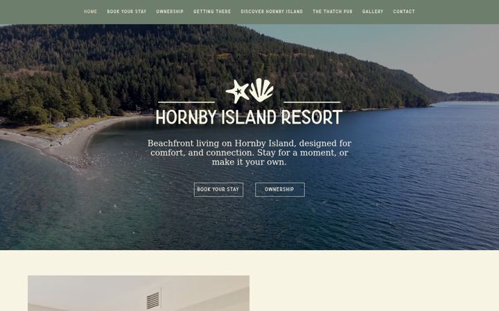 Screenshot of hornbyislandresort.ca