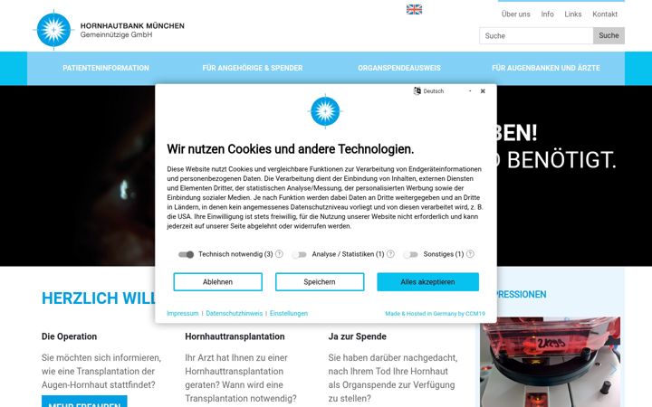 Screenshot of hornhautbank-muenchen.de