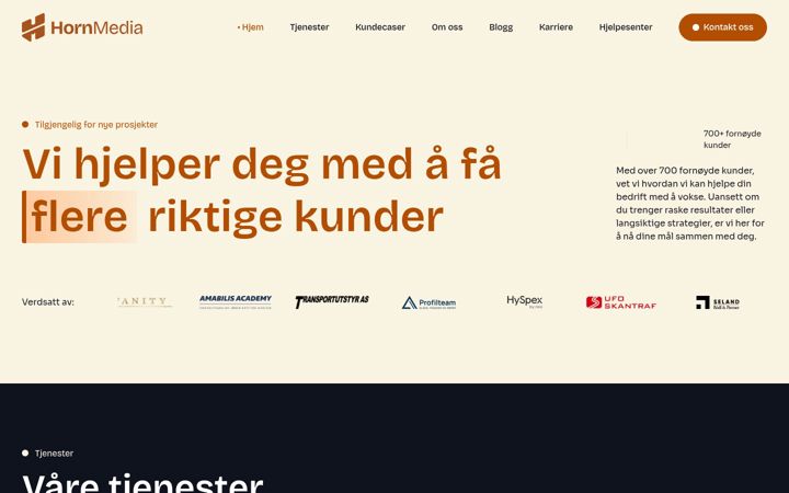 Screenshot of hornmedia.no