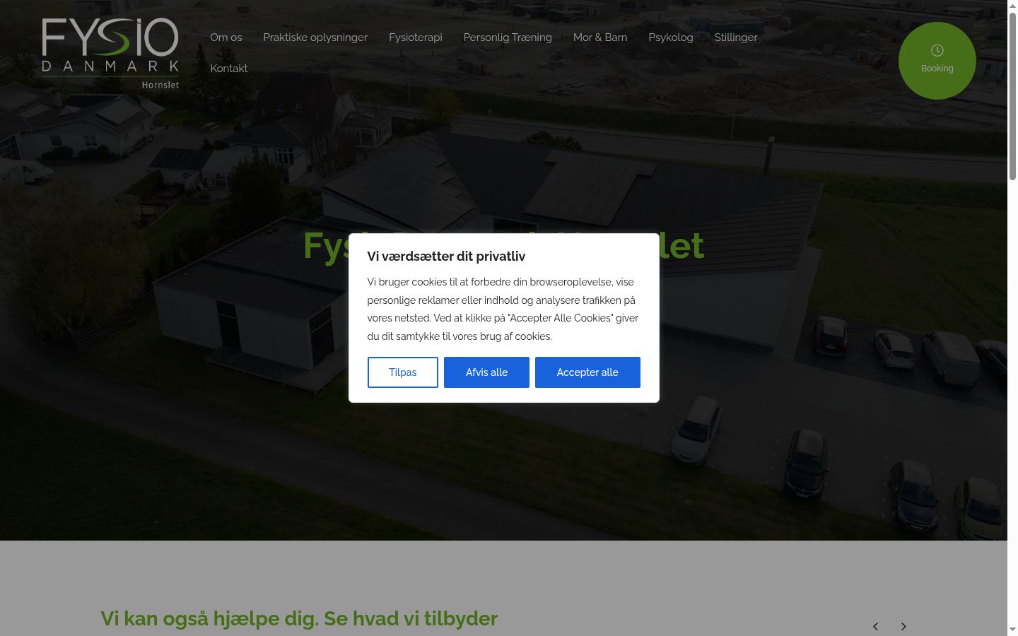 Skærmbillede af samtykkebanneret, som det blev vist før nogen interaktion