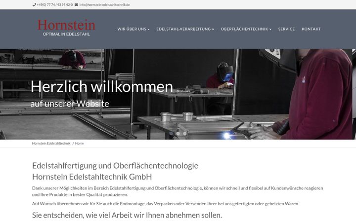 Screenshot of hornstein-edelstahltechnik.de