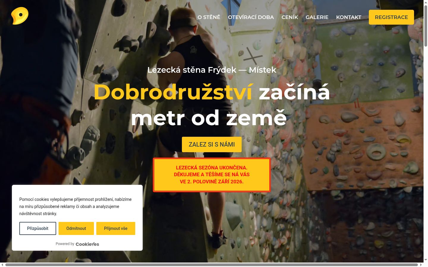 Snímek obrazovky baneru souhlasu zobrazeného před jakoukoli interakcí
