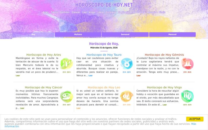Screenshot of horoscopo-de-hoy.net