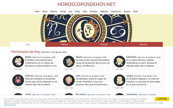 Screenshot of horoscoposdehoy.net