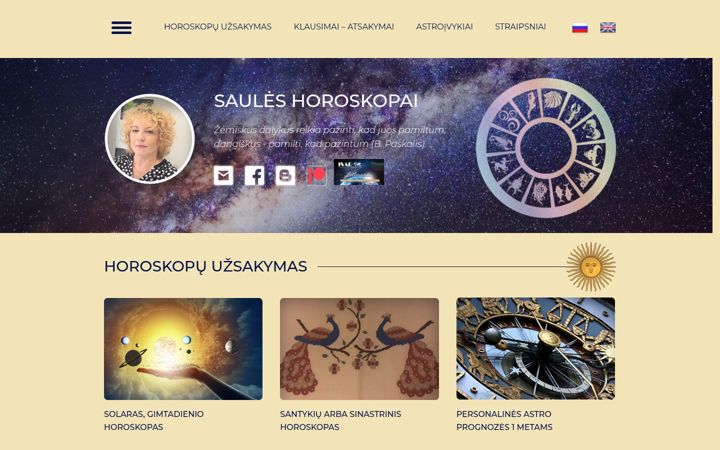 Posnetek zaslona horoskopas.lt
