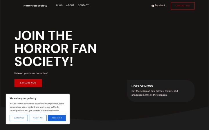 Screenshot of horrorfansociety.com