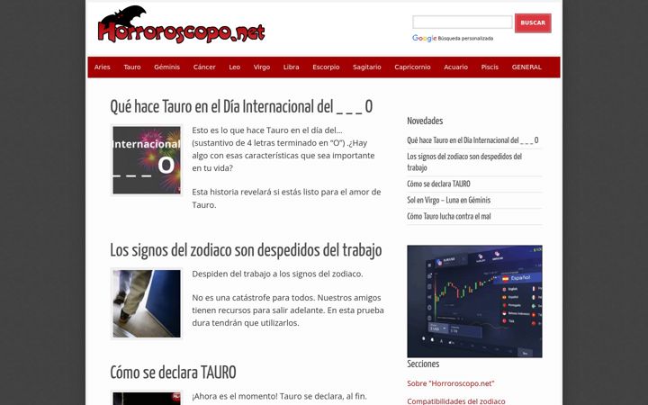 Screenshot of horroroscopo.net
