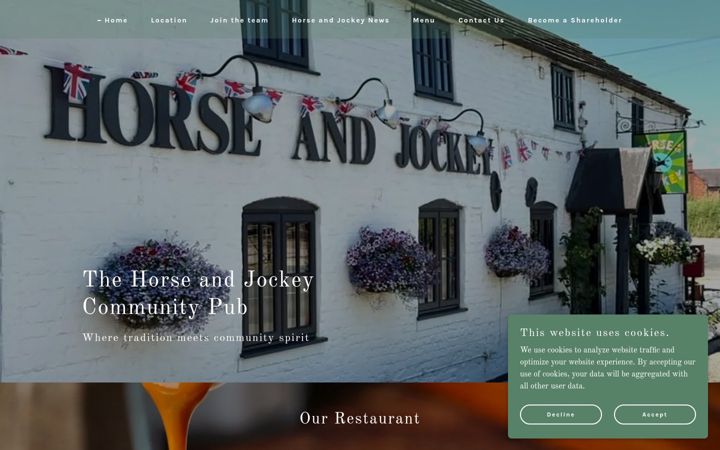 Screenshot of horseandjockeynorthwood.co.uk