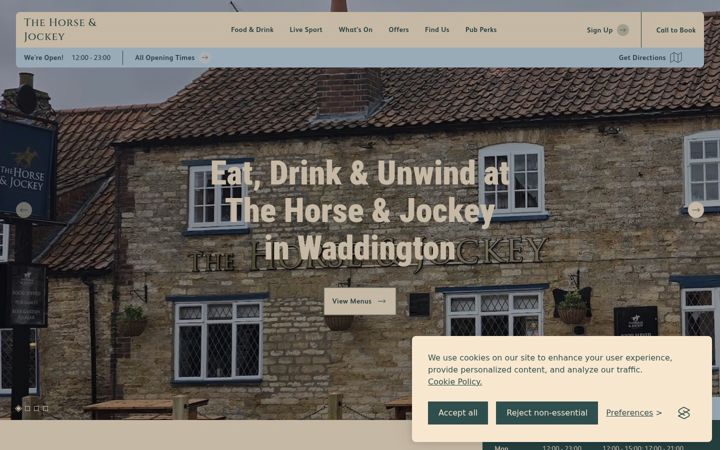 Screenshot of horseandjockeypubwaddington.co.uk