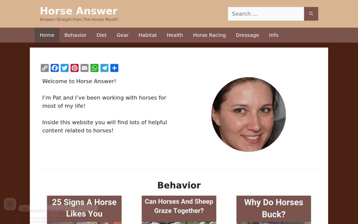 Screenshot of horseanswer.com