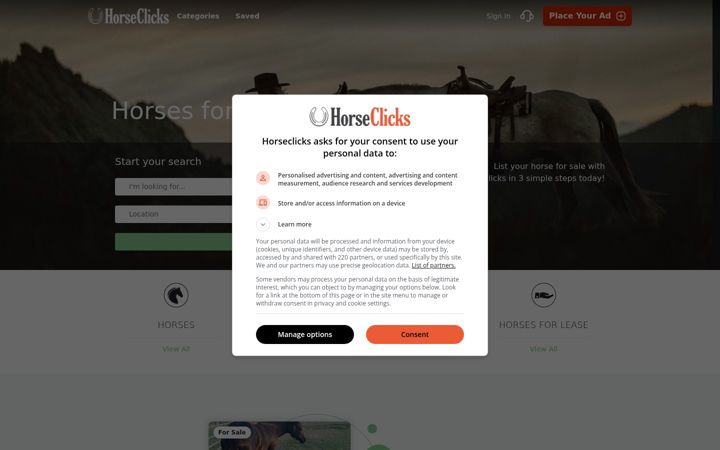 Captura de ecrã de horseclicks.com
