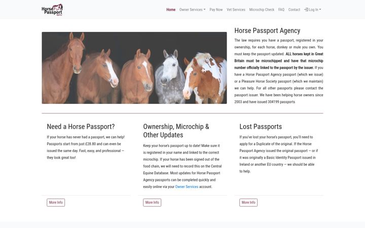 Screenshot of horsepassportagency.co.uk