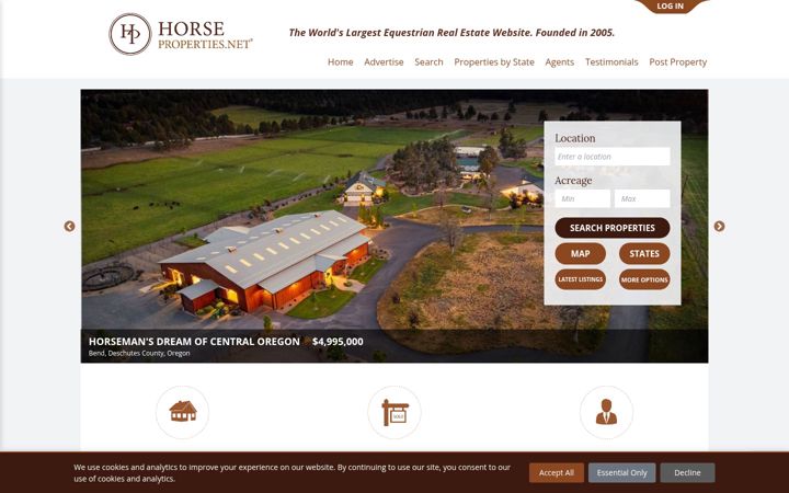Posnetek zaslona horseproperties.net