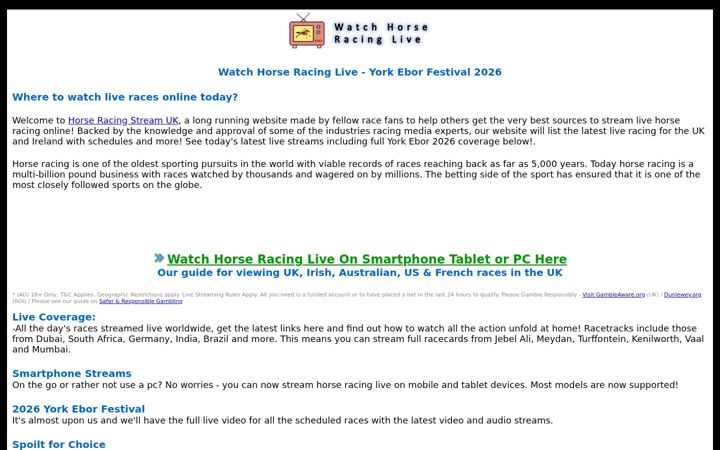 Screenshot of horseracinglivestream.co.uk