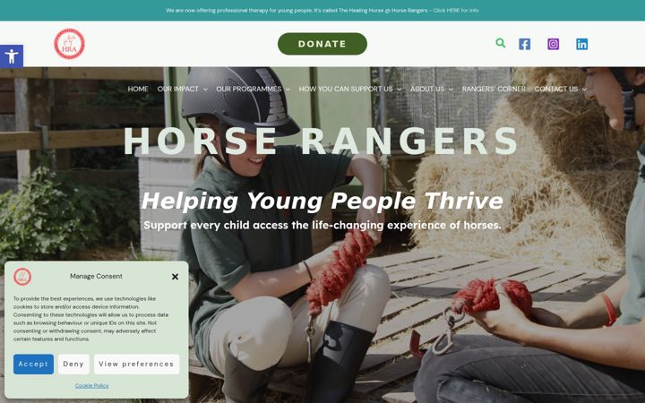 Screenshot of horserangers.org.uk
