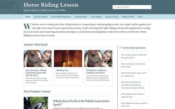 Screenshot of horseridinglesson.co.uk