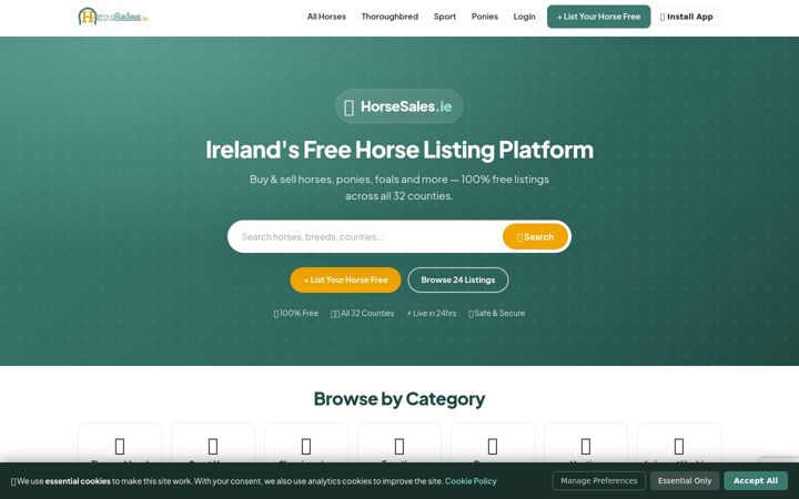 Screenshot of horsesales.ie