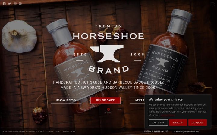 Screenshot of horseshoebrand.com
