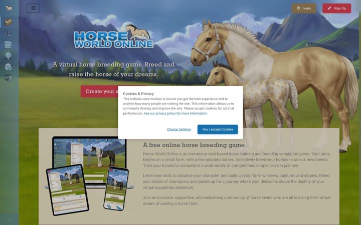 Screenshot of horseworldonline.net