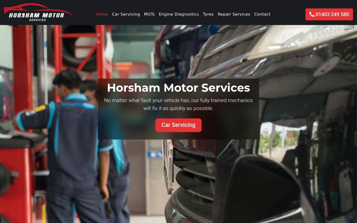 Screenshot of horshammotorservices.co.uk