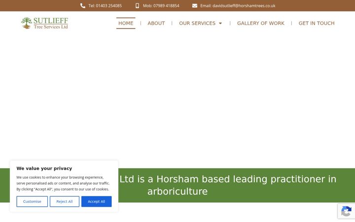 Screenshot of horshamtrees.co.uk