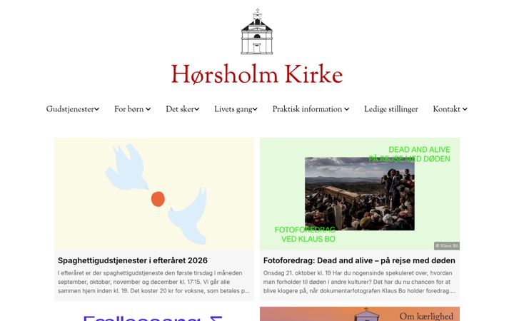 Screenshot of horsholmkirke.dk