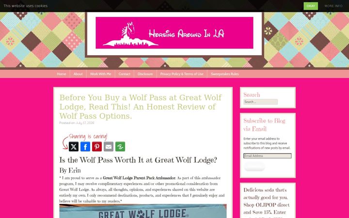 Screenshot of horsingaroundinla.com