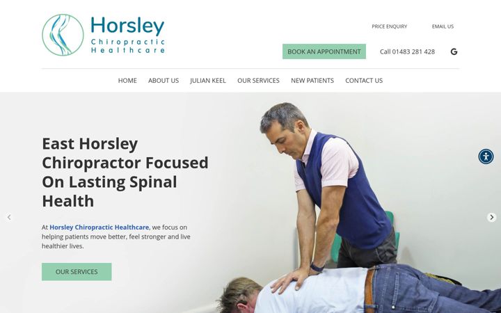 Screenshot of horsleychiropractor.co.uk