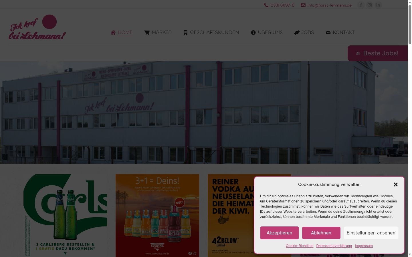 Ekrānuzņēmums ar piekrišanas baneri, kas tika rādīts pirms jebkādas mijiedarbības