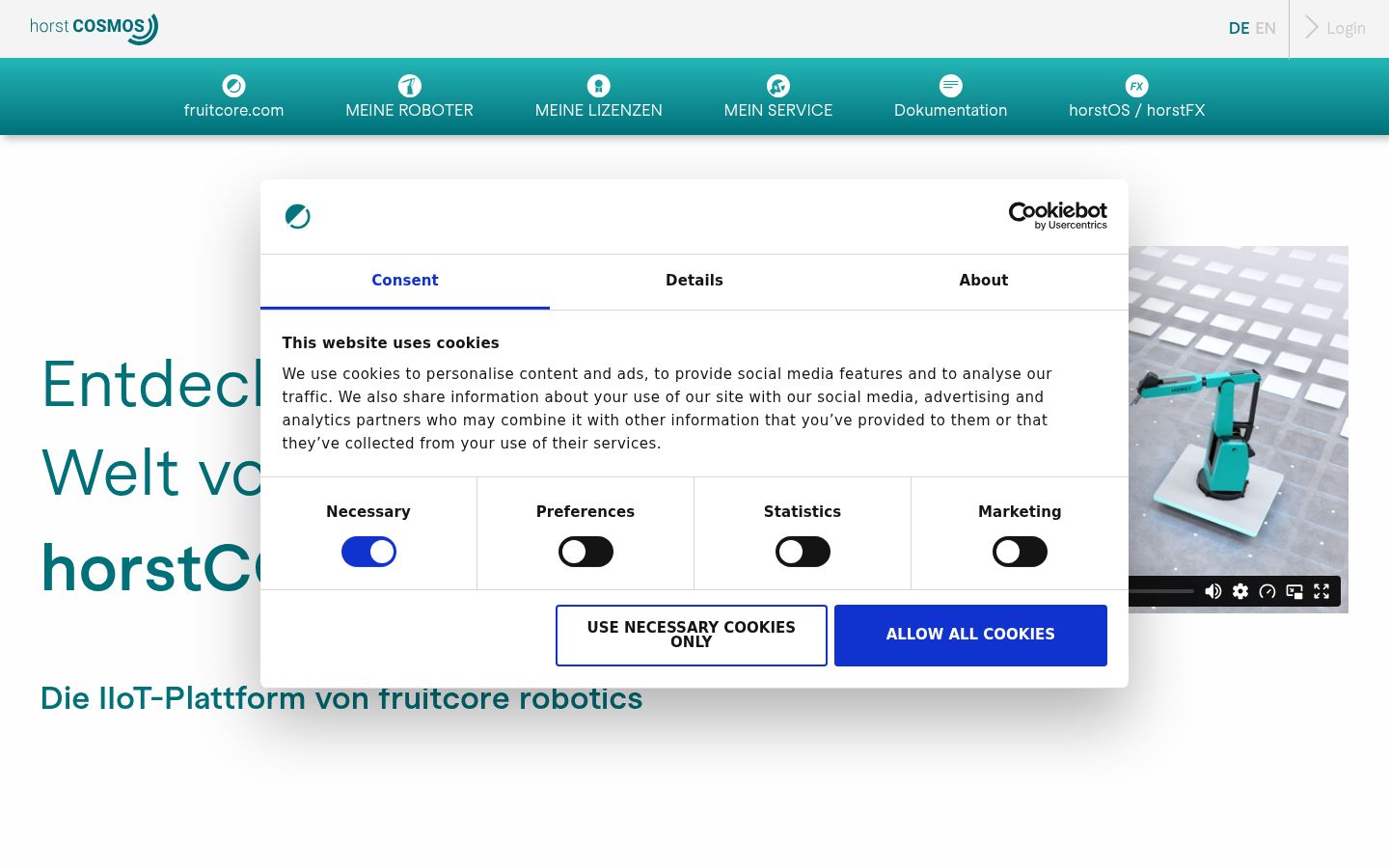 Screenshot del banner di consenso mostrato prima di qualsiasi interazione
