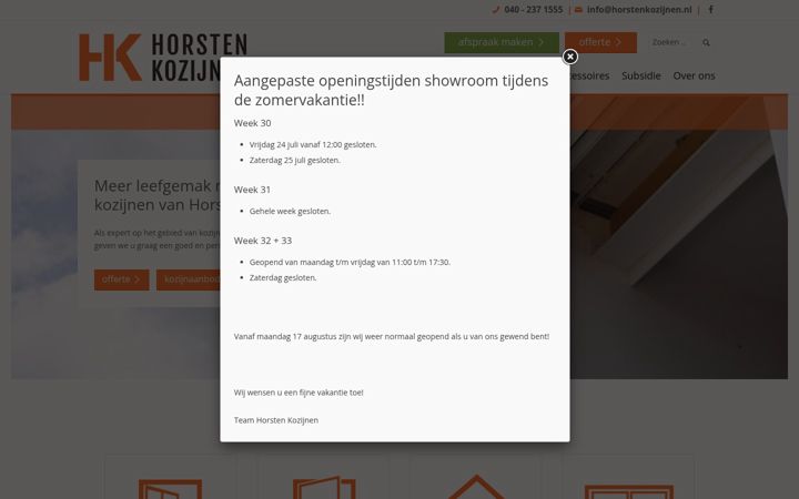 Screenshot of horstenkozijnen.nl